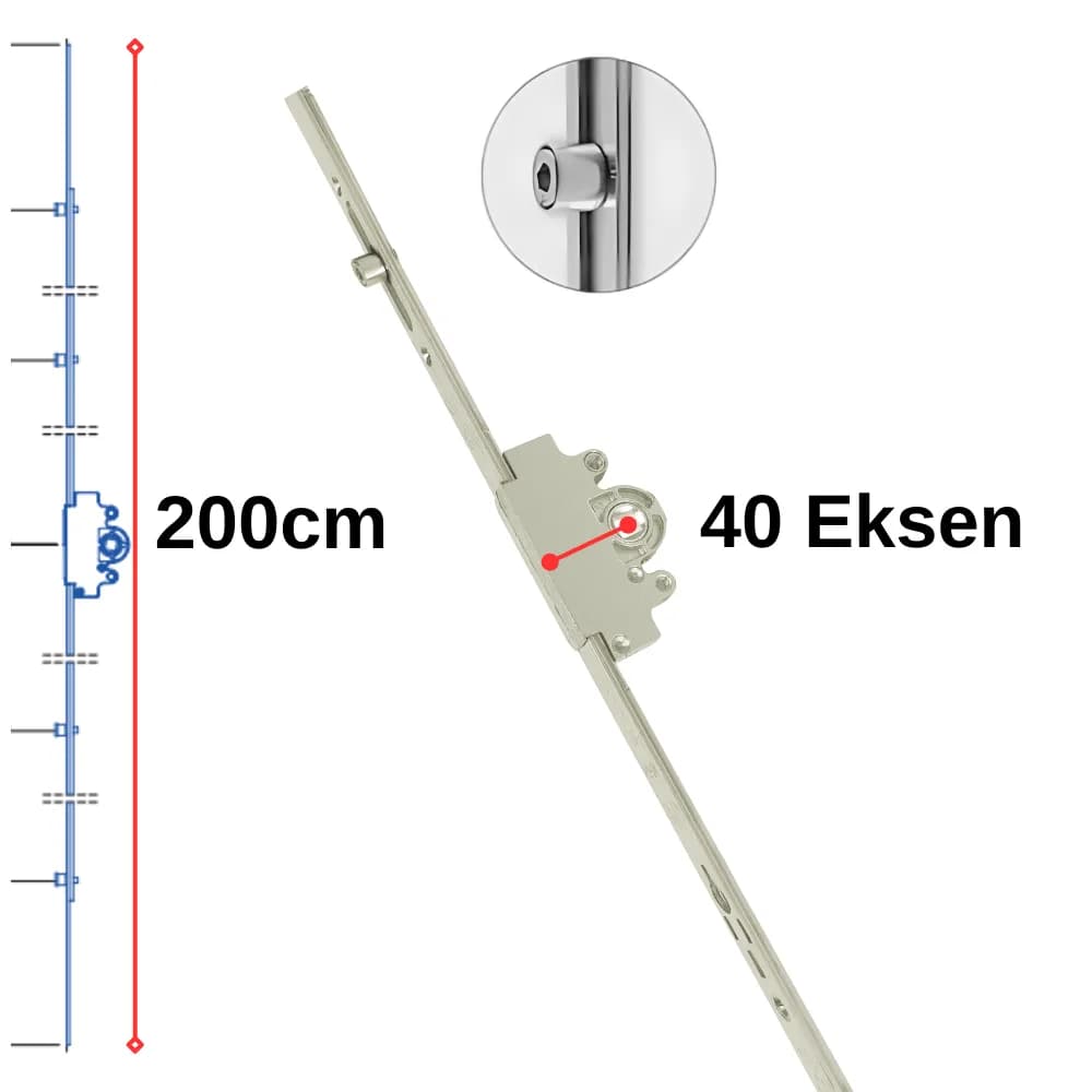 Endow 2000 mm Tek Açılım (Geniş) İspanyoleti Zamak 40 mm