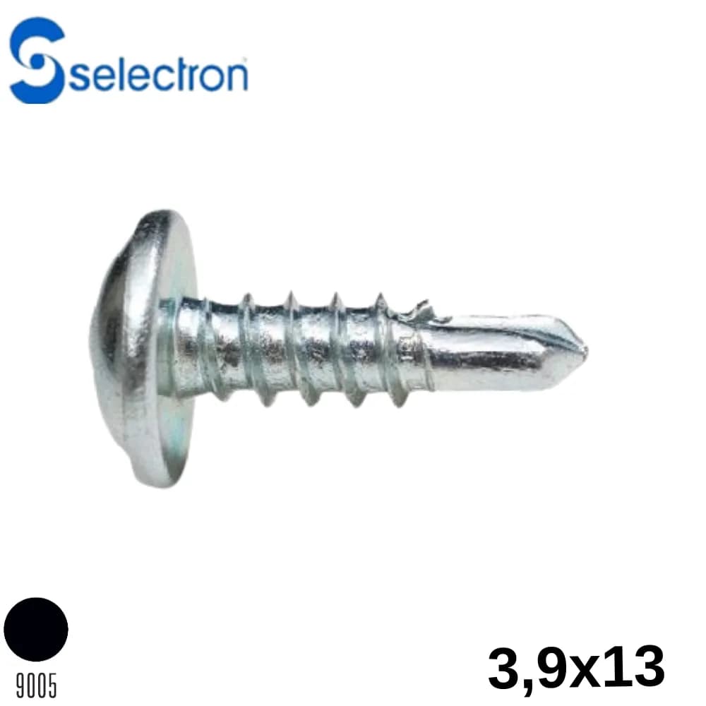 Selectron 3,9X13 Geniş Pul Başlı Matkap Uçlu Vida Siyah 1000 Ad.