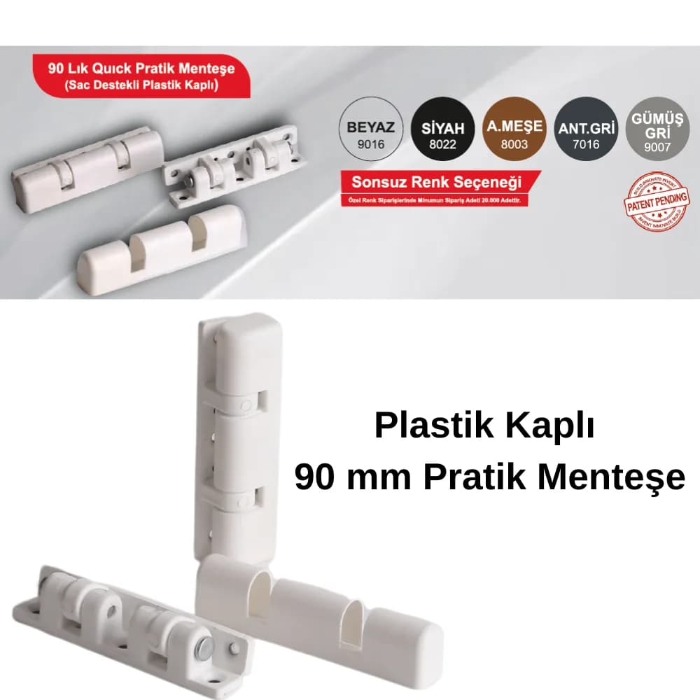 3As 90 mm Plastik Pratik Menteşe Quick Siyah